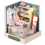 CUTEROOM DIY Doll House Miniature Furniture Wooden House Kit with Dust Cover & LED Light and Accesso