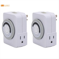 US Plug, 2Pcs 24-Hour Outlet Timer with 2 Grounded Outlets Timer Outlet Timer Plug for Electrical Ou