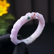 紫羅蘭灑金翡翠雕花鐲手鐲 | 17圍 | 天然緬甸玉翡翠A貨 | 送禮