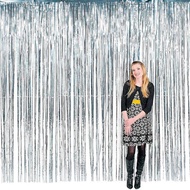 Birthday glitter curtain 1m x 3m, 1m x 2m, Silver birthday wall curtain