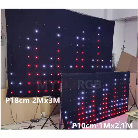 DJ Booth P10 1Mx2.1M LED Video Curtain Screen 80 Animated Patterns Motion Drape Facade With Phone Co