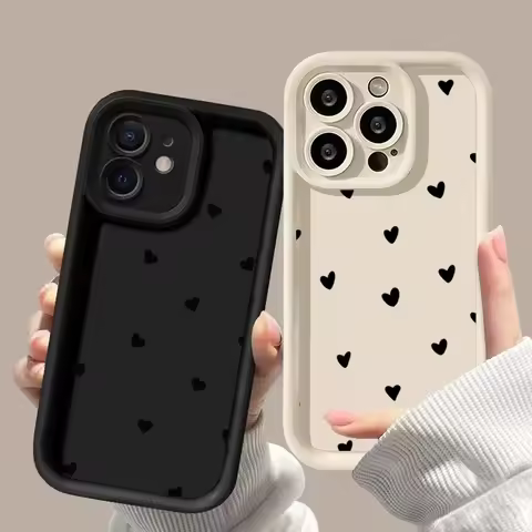 Cute Little Black Love Heart Bow Case For Realme 16 15 14 Pro 15T 5G 8 9 11 12 13 Pro Plus 8i C53 C5