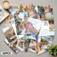 32 Italian Town Watercolor Themed Postcards, Thick Cardstock, Decorative & Collectible