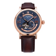 ARIES GOLD AUTOMATIC INSPIRE GAUNTLET VINTAGE ROSE GOLD STAINLESS STEEL G 903 RG-BU BROWN LEATHER STRAP MEN'S WATCH
