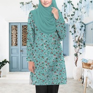 Tshirt Muslimah Jersey Blouse Baju Raya Sulam 2024 Ramadhan Festival Muslimah Jubah Moden New Arrival Floral Kecil Loose Baju Kurung Muslimah Baju Kurung Clothing Murah Oversize