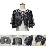 BLACK Sparkling Shawls and Wraps for Evening Party Wedding Formal Dresses 20s Gatsby