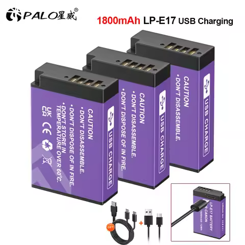 PALO LP E17 LP-E17 Battery with Type-C Input for Canon EOS RP 200 250D M3 M5 M6 750D 760D T6i T6s 80