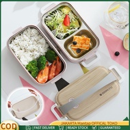 Lunch Box 2 Grid SUS 304 Stainless Steel Lunch Box Stackable Japanese Wood 2-Tier Lunch Box