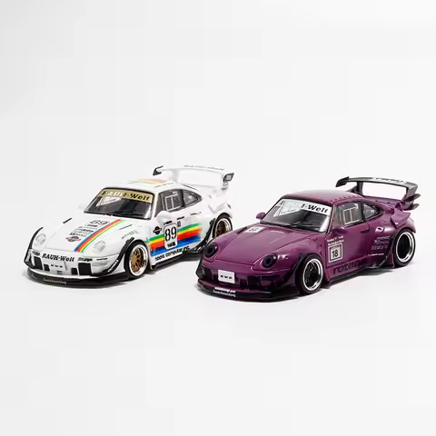 SW 1:64 RWB993 964 White Apple Livery Alloy Car Model Ornament Collection