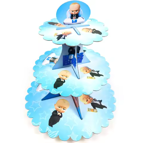 1set/lot Baby Boss Theme Happy Birthday Party Cupcake Holder Boys Favors Cartoon Design Paperboard D