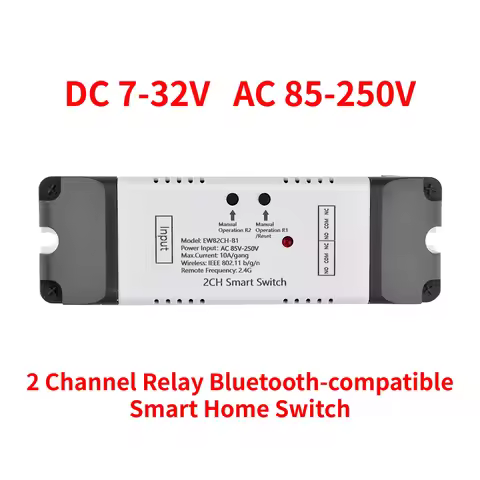 7-32V 85-250V 2 Channel Relay Module With Shell For eWeLink BT Wifi 2CH Switch Module Motor Controll