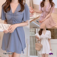 TwinsShopVip TW11035 Floral Dress With Ruffled Sleeves