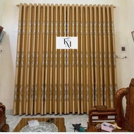 Yellow 3D fabric curtains (buy double the door size or 5 times the size to create wave dip