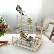 [Dolity2] Wooden Bird Playground Parrots Play Stand Parakeet Feeding Cups Bird Perch Play Birds Parr