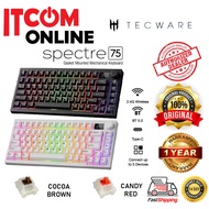 TECWARE SPECTRE75 TRI-MODE MECHANICAL BLUETOOTH WIRELESS KEYBOARD (CANDY RED/COCOA BROWN SWITCH)