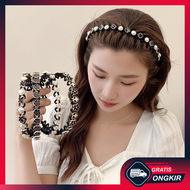 Gratis Ongkir - 2in1 Bando Include Jepit Rambut Fashion Korea Pola Mutiara / Bando Rambut Kepang