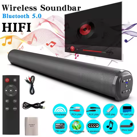 Portable Wireless Bluetooth Sound Bar Speaker Subwoofer TV Projector Desktop Home Outdoor Stereo Sou