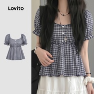 Lovito Casual Blouse Leisure Spring/summer Blouse for Women LK5AD736 Lovito Corak Blaus Kasual Wanit