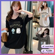 [Oversize Women] (40-150kg) T-shirt Musim Panas Lengan Pendek Leher U Bersaiz Besar Baju T Kartun Be