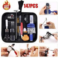 【In Stock】147pcs Watch Repair Tool Kits Watch Opener Tools Set kit Professional with Carrying Case Remover Spring Bar Repair Pry Screwdriver Clock Watch Repair Tools Set Parts