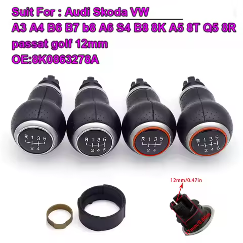 12MM Car Gearbox Shift Knob shift Head For Audi Skoda VW A3 A4 B6 B7 b8 A6 S4 B8 8K A5 8T Q5 8R Pass