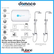 707 Storage Heater with Rubine Round Rain Shower and Shower Mixer Package - 35L