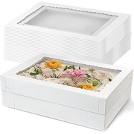 MUMULULU 12 PCS 14x10x4 Inch Cake Boxes with Window White Bakery Boxes Large Treat Box for Donuts Co