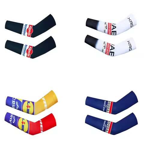 Alpecin Black Cycling Arm Warmers Men UAE Team Quick Step Sunscreem Ciclismo Arm Protection Anti Sli