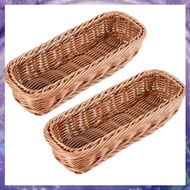 (Y W Z H)2pc Rattan Plastic Basket Cutlery Basket Rectangular Storage Box Cutlery Fork Chopsticks Br
