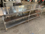 文山二手工作台推薦#老朋友-二手七尺三層厚鐵工作台 工作桌 料理台切菜台 流理臺 台北二手餐飲設備推薦 文山二手家電推薦