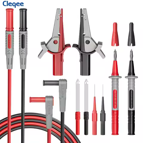 Cleqee CKT004 multimeter test lead kit test cable 4mm banana plug with crocodile clip wire perforati