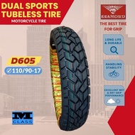 R19/R17 D605 DUAL SPORTS TUBELESS TIRE FOR XR150L XTZ150 - DIAMOND TIRE 90/90-19 TL 110/90-17 TL