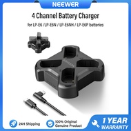 NEEWER เครื่องชาร์จแบตเตอรี่ 4 ช่องพร้อมการชาร์จเร็ว PD 45W รองรับ LP-E6 LP-E6N LP-E6NH LP-E6P เครื่