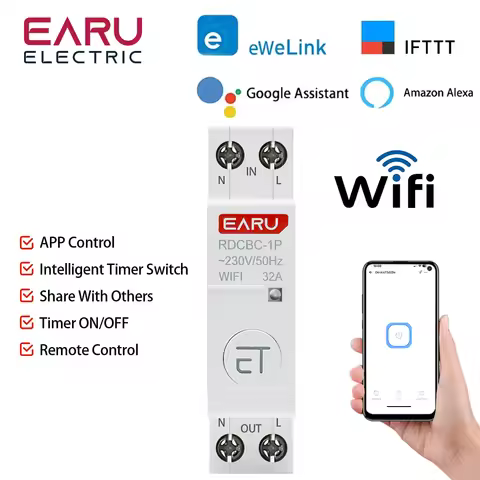 1P+N Din Rail WIFI Circuit Breaker Smart Timer Switch Relay Remote Control By eWeLink Smart Home Com
