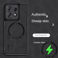 Sheepskin Leather Magnetic Phone Case for Motorola Moto G75 G55 G35 S50 Matte Wireless charging Back