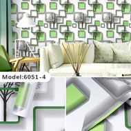 HIJAU 3D Green Square Wallpaper 4m to/d 5m x 45cm