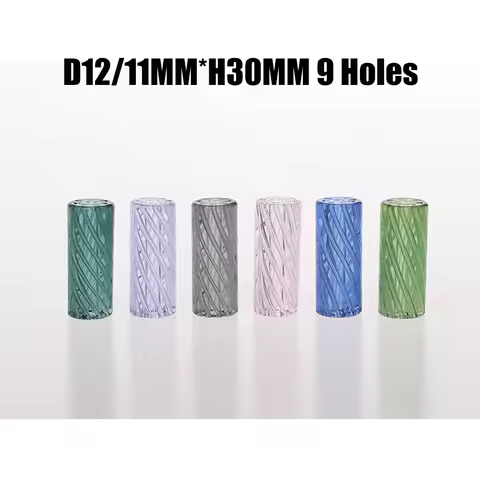 10Pcs 9 Holes 11mm 12mm H30mm Stripe Colour Mini Glass Cigaret Pipe Filter Tips Round Mouth for Dry