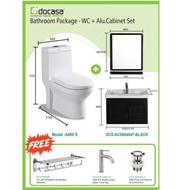 DOCASA TOILET BOWL (A 890) + (DCS-ACS604047 BLK) ALUMINIUM CABINET SET