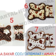 Set of headrest pillows, headrests, neck seats, safety belts, car seats, lv dolls, cows, brown, crea