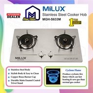 Milux 2 Burner Stainless Steel Gas Cooker Hob Dapur Gas Built In MGHS633M MGH-S633M or Tempered Glass MGH-222 Gas Stove