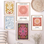 Abstract Flower Market Leopard Pattern Plant Wall Art Canvas Painting Printing Retro Poster Home Dec