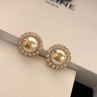 Celine 珍珠鑲鑽耳環