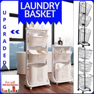 Trolley Laundy Basket 2/3 Tier Bakul Baju Bertingkat Rak Baju Kotor Laundry Basket with Wheels Troll