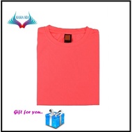 T-Shirt Baju Sukan DryFit Gym ~ Oren Sport QD04 Neon Peach