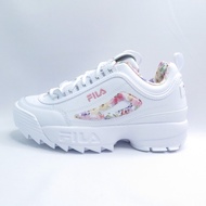 FILA 5C111Y155 DISRUPTOR II FLOWER Women's Sneakers Wang Caihua Style Casual Shoes White/Pink/FLOWER