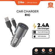 [P.A889] OLIKE CAR CHARGER R1S R1C 12W R6C Dual USB Fast Charging 2.4A Free Cable