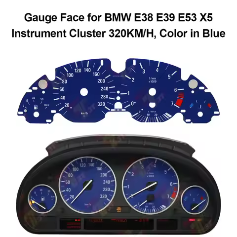 Gauge Face Overlay for BMW E38 E39 E53 X5 Instrument Cluster 240km/h 320KM/H Blue Black Red