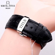 Watch strap replacement Titus genuine leather watch strap genuine leather watch strap for men and women calfskin double button butterfly buckle chain 18 20