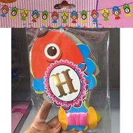 FISH FLAG BANNER / CHARACTER FLAG BANNER / HAPPY BIRTHDAY GREETINGS