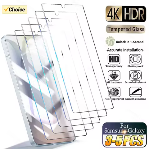 3-5PCS 4K HD Tempered Glass For Samsung S25 Ultra S24 Plus S23 S22 S21 S20 FE S25 Edge Fingerprint U